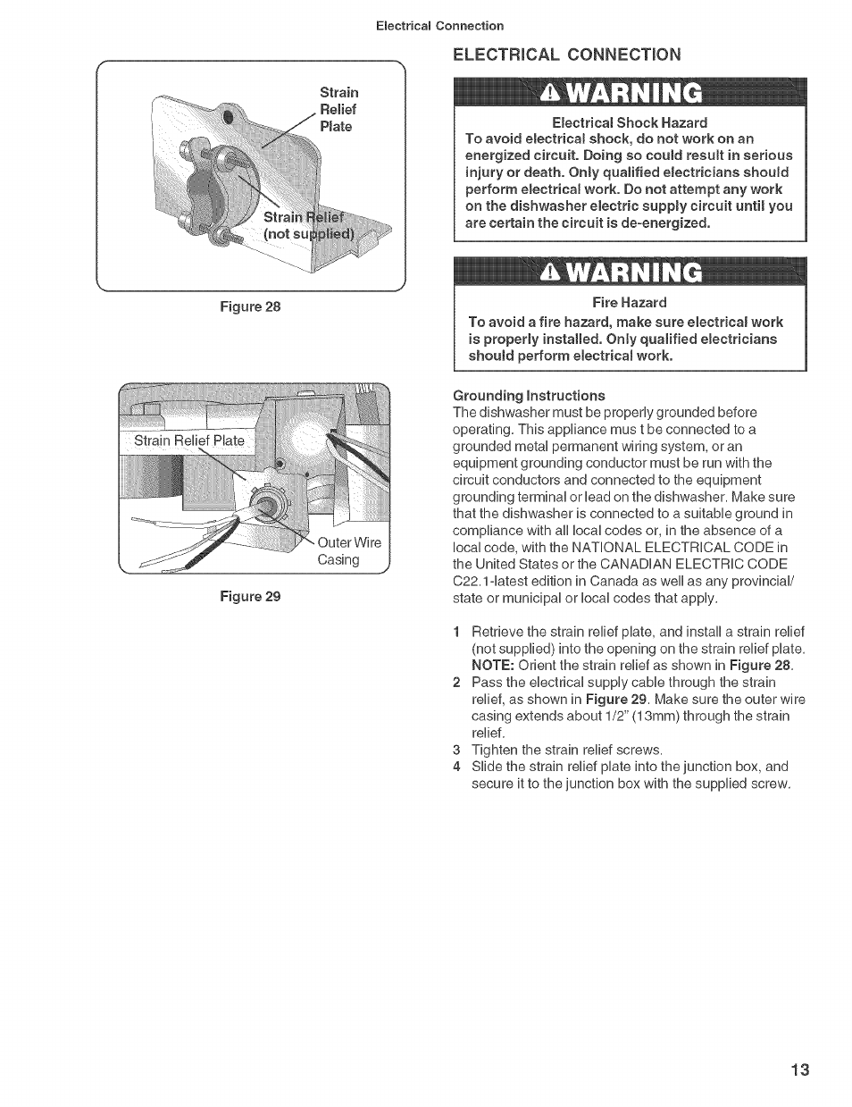 Electrical connection, Awarnin | Bosch SHE660 User Manual | Page 14 / 21