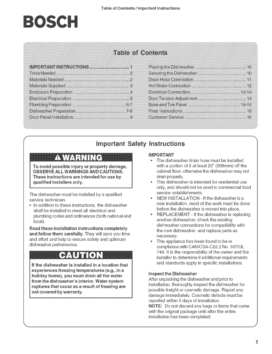 Bosch, Tgtjli, A warning | Caution, Important safety instructions | Bosch SHE660 User Manual | Page 2 / 21