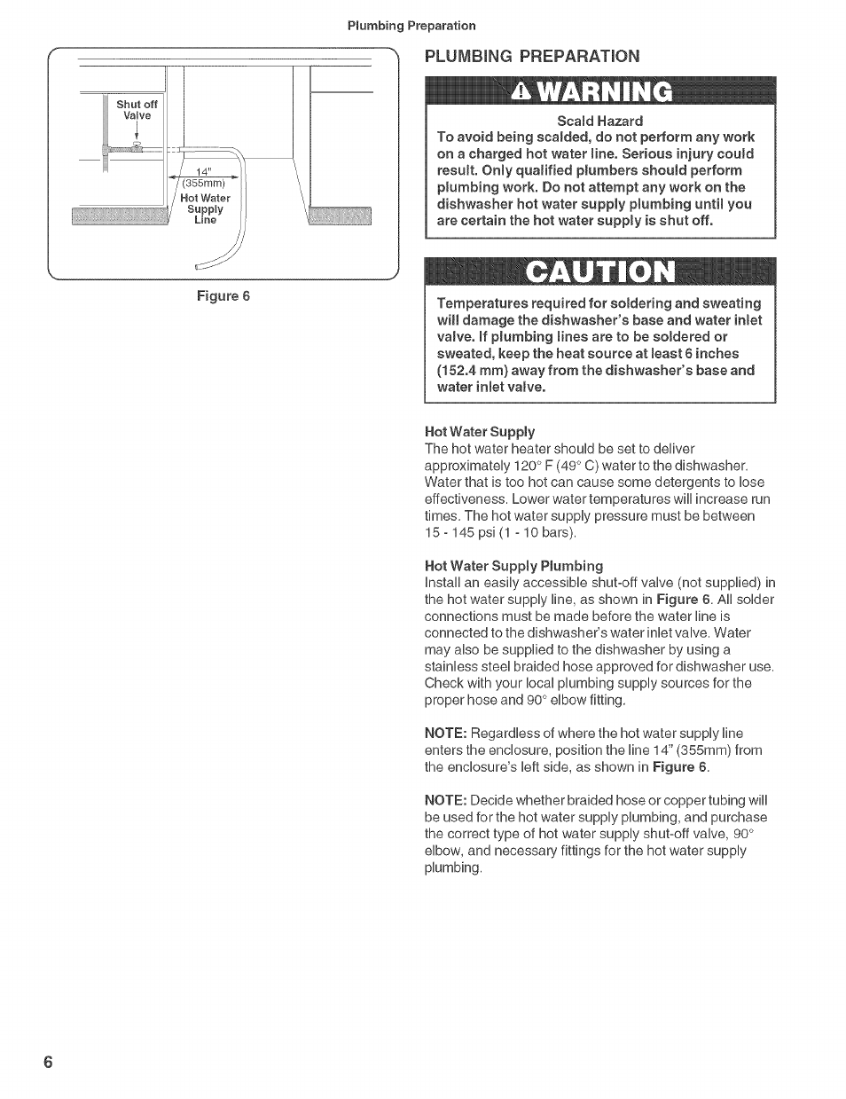 Plumbing preparation, Ikwarnin, Cautio | Bosch SHE660 User Manual | Page 7 / 21