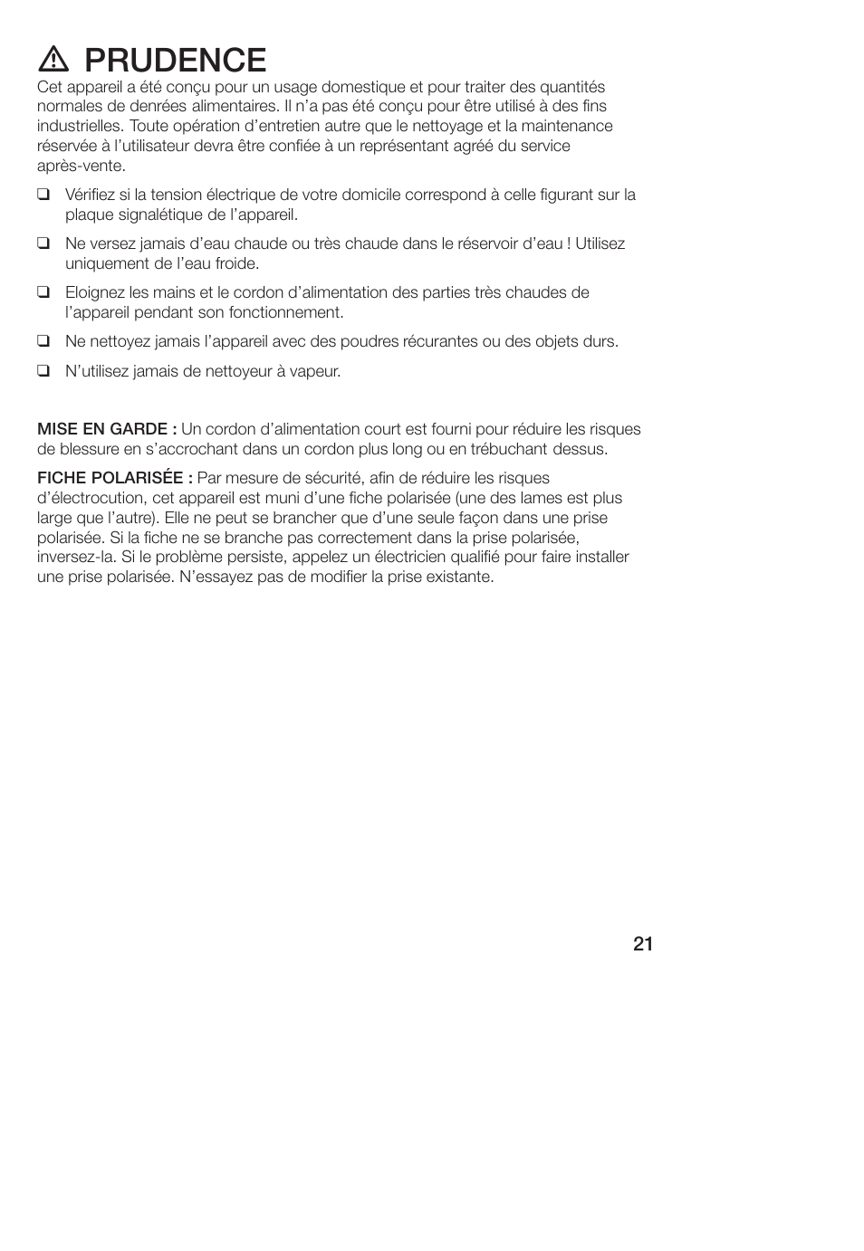 D prudence | Bosch TCA 4101 UC User Manual | Page 21 / 56