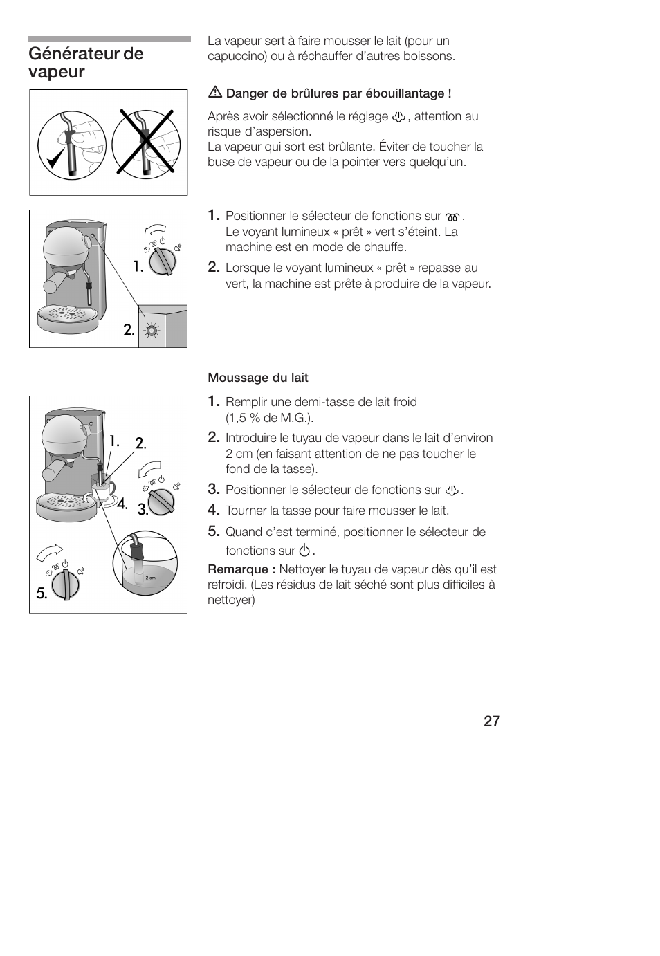 Générateur de vapeur | Bosch TCA 4101 UC User Manual | Page 27 / 56