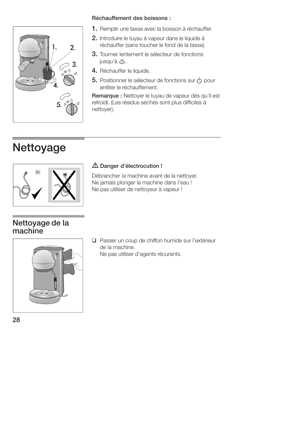 Nettoyage, Nettoyage de la machine | Bosch TCA 4101 UC User Manual | Page 28 / 56