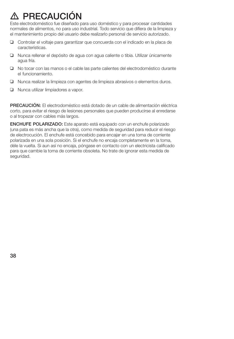 D precaución | Bosch TCA 4101 UC User Manual | Page 38 / 56