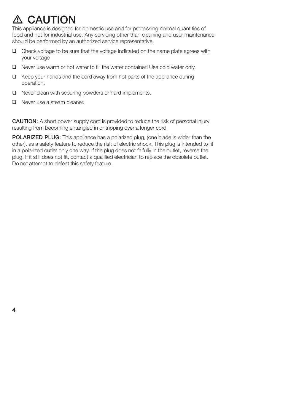 D caution | Bosch TCA 4101 UC User Manual | Page 4 / 56