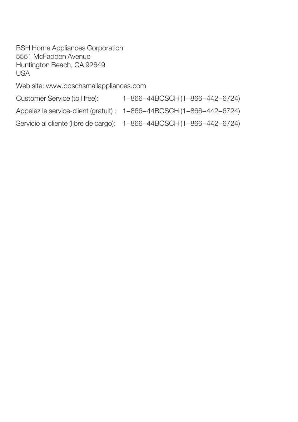 Bosch TCA 4101 UC User Manual | Page 56 / 56