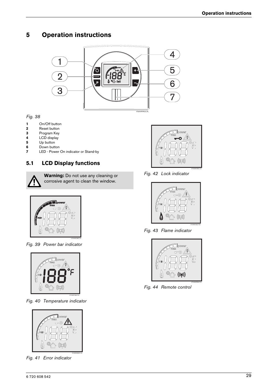 5operation instructions, 1 lcd display functions | Bosch GWH 2700 ES LP User Manual | Page 29 / 60