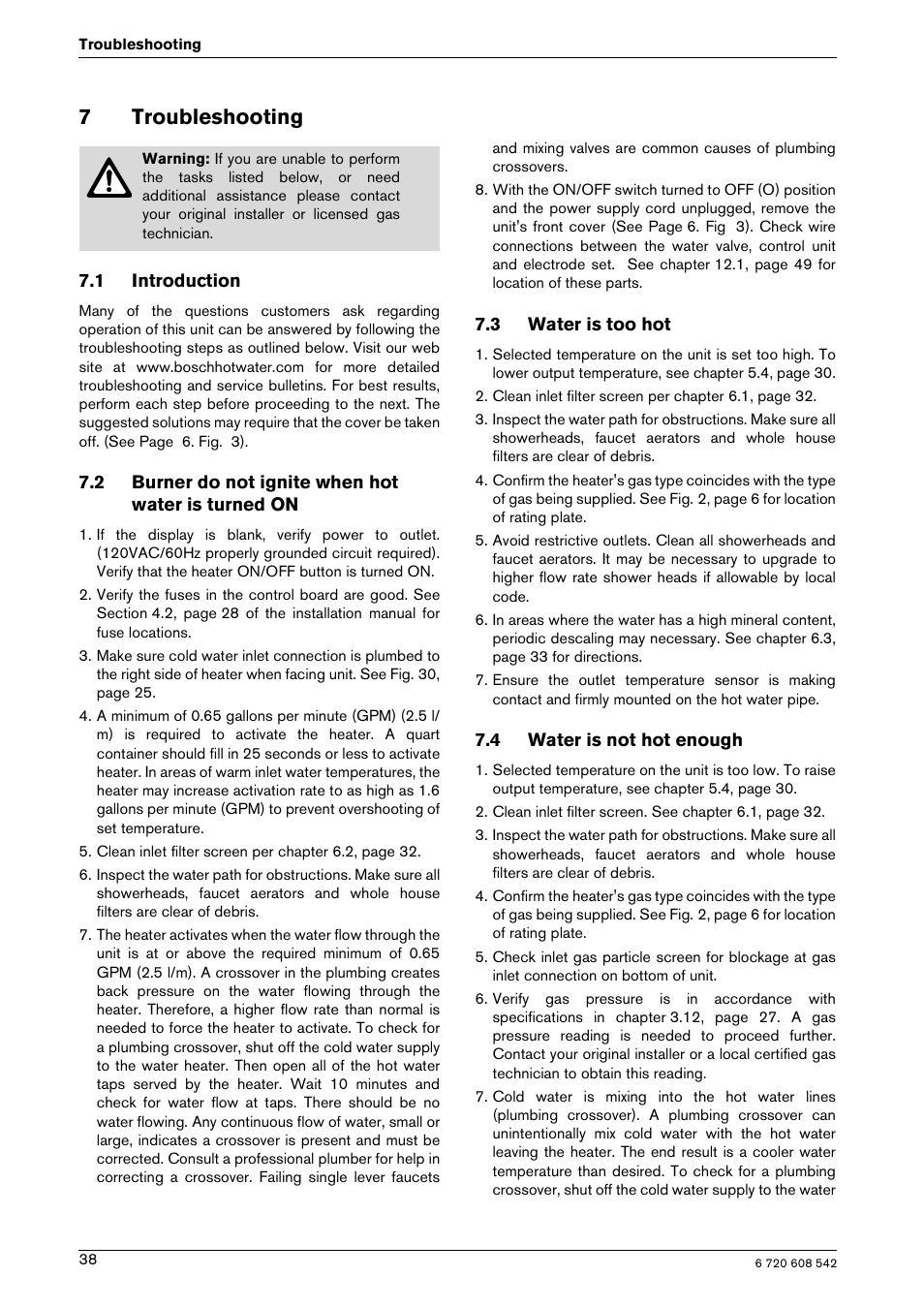 7troubleshooting | Bosch GWH 2700 ES LP User Manual | Page 38 / 60