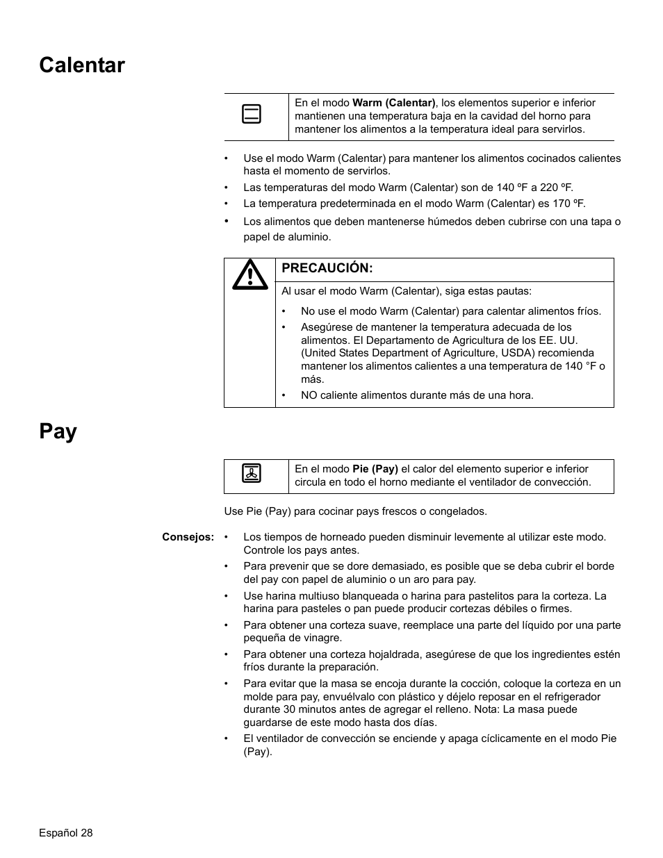 Calentar, Consejos | Bosch HBL34 User Manual | Page 107 / 120