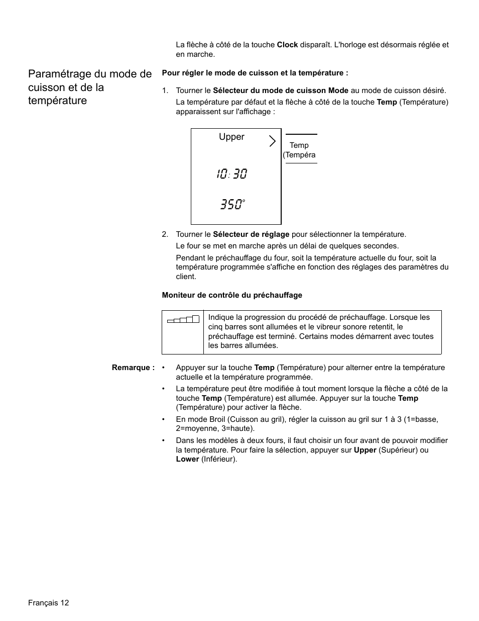 Temp (tempéra ture), Remarque | Bosch HBL34 User Manual | Page 51 / 120