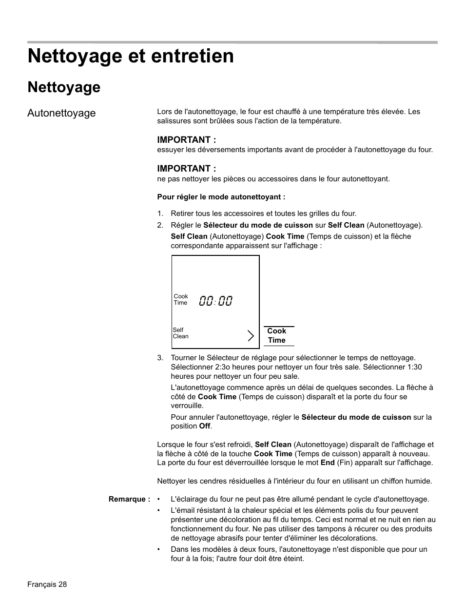 Nettoyage et entretien, Nettoyage, Autonettoyage | Remarque | Bosch HBL34 User Manual | Page 67 / 120