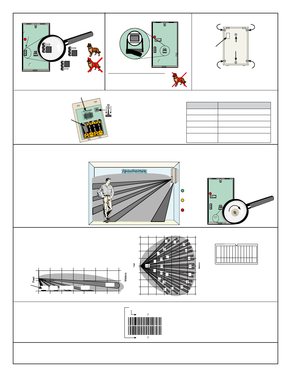 Id number, Int std, 8 uncover the look down lens | B-l n-q r-u,z w-x lz, Rf835e lens (inside view), Surface mount corner mount corner mount | Bosch RF835E User Manual | Page 2 / 2