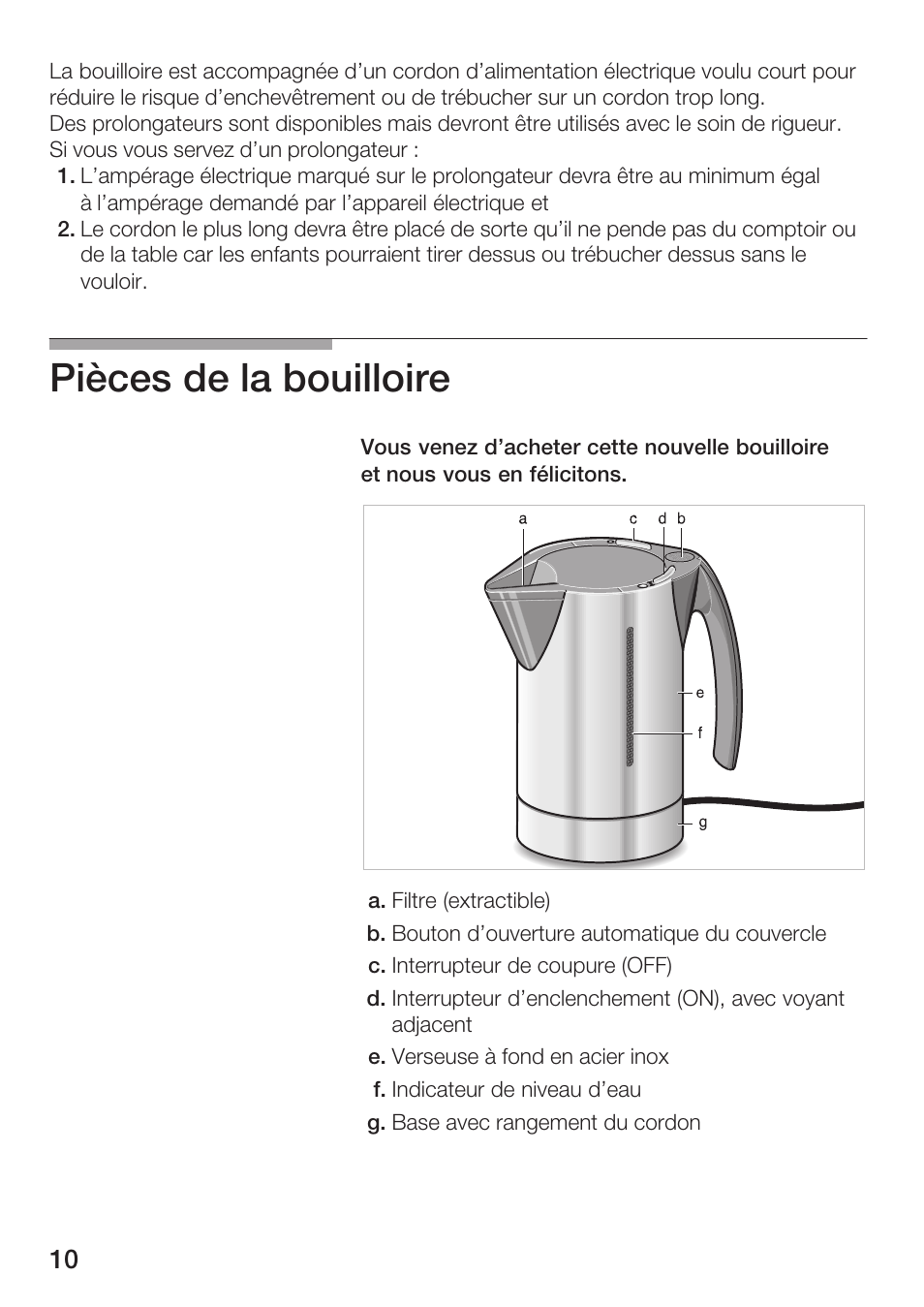 Pièces de la bouilloire | Bosch TWK 911 UC User Manual | Page 10 / 24