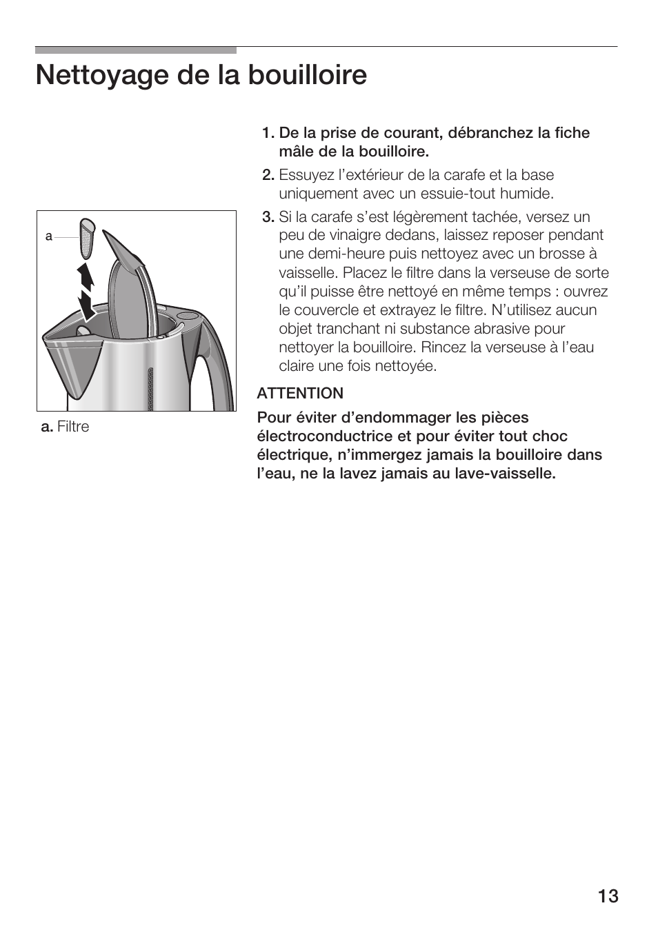 Nettoyage de la bouilloire | Bosch TWK 911 UC User Manual | Page 13 / 24