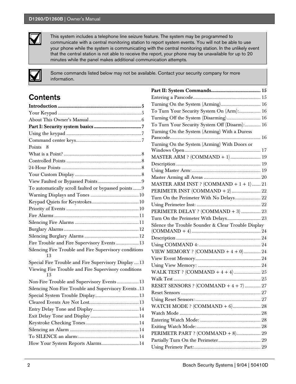 Bosch D1260 User Manual | Page 2 / 100