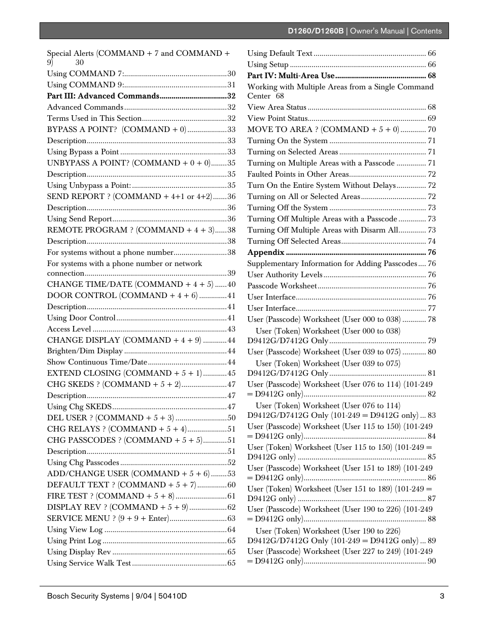 Bosch D1260 User Manual | Page 3 / 100