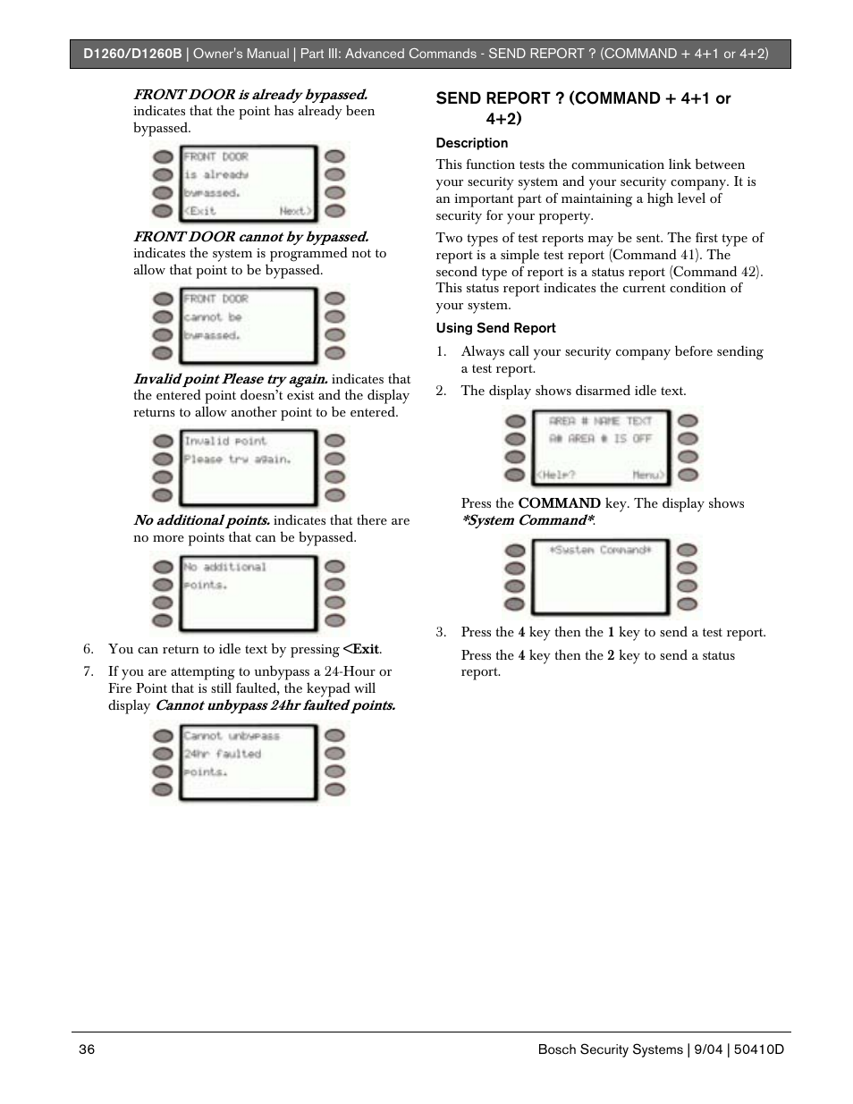 Bosch D1260 User Manual | Page 36 / 100