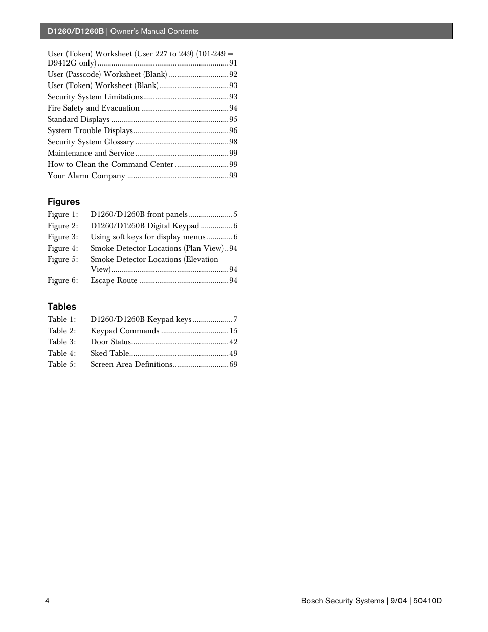 Bosch D1260 User Manual | Page 4 / 100