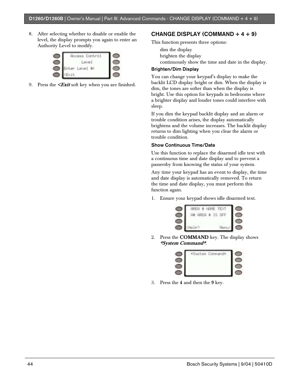 Bosch D1260 User Manual | Page 44 / 100