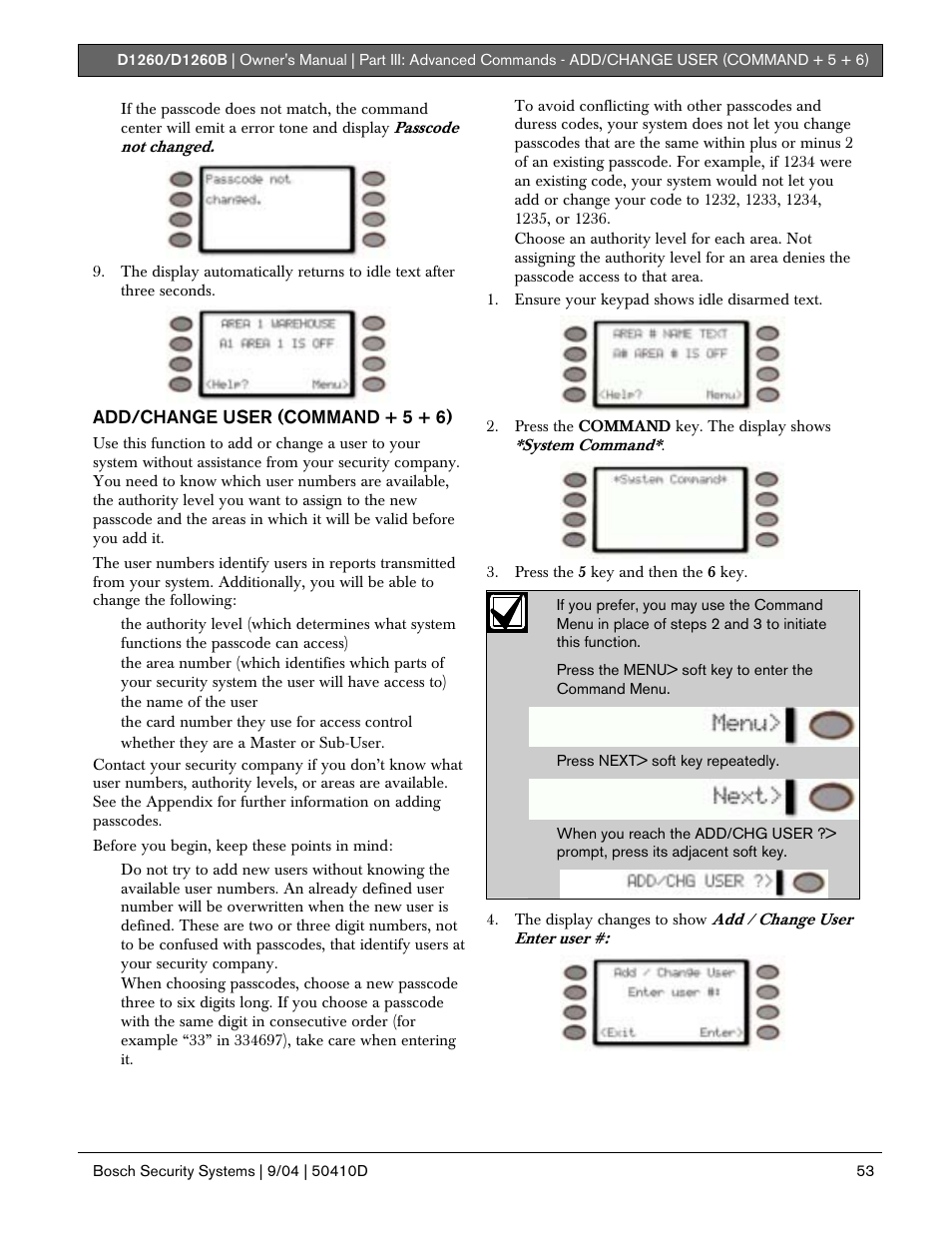 Bosch D1260 User Manual | Page 53 / 100