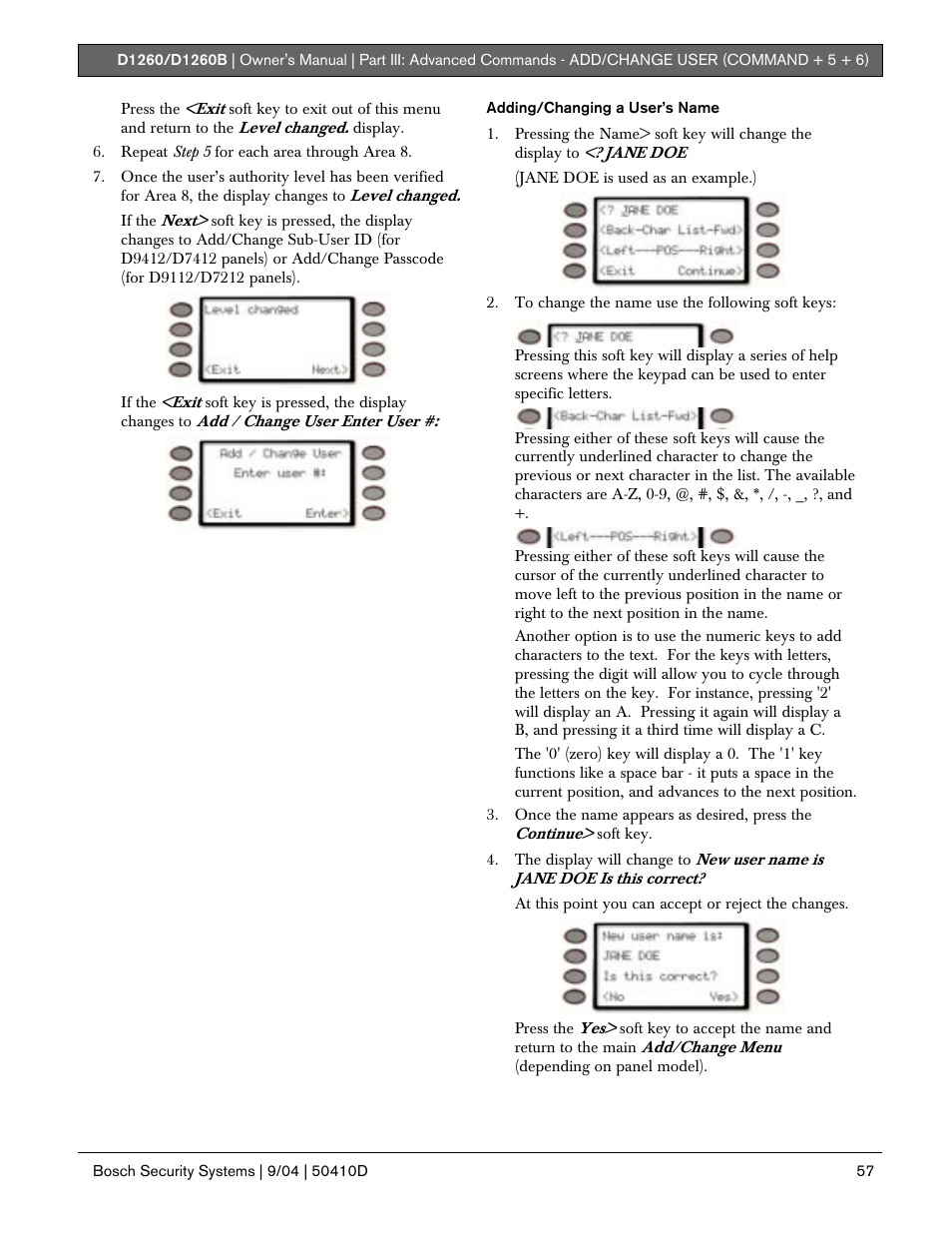 Bosch D1260 User Manual | Page 57 / 100