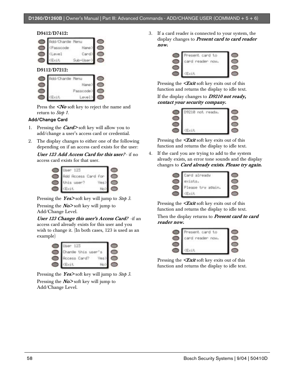 Bosch D1260 User Manual | Page 58 / 100
