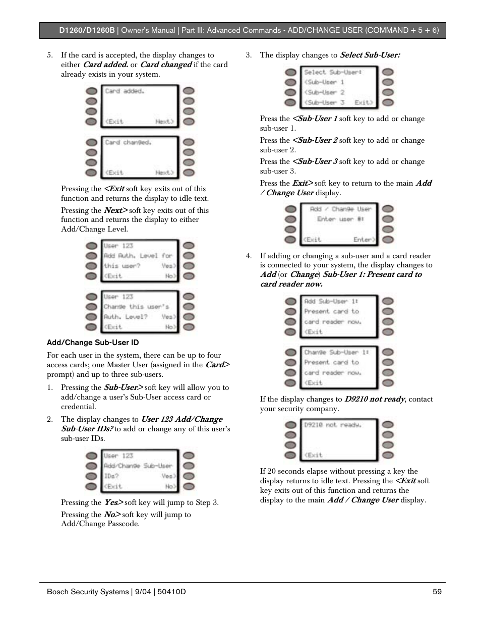 Bosch D1260 User Manual | Page 59 / 100