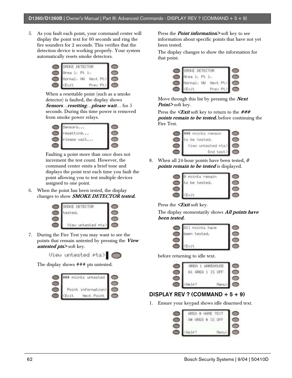 Bosch D1260 User Manual | Page 62 / 100