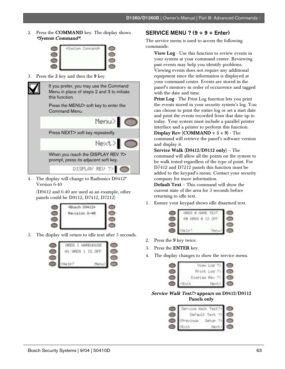 Bosch D1260 User Manual | Page 63 / 100