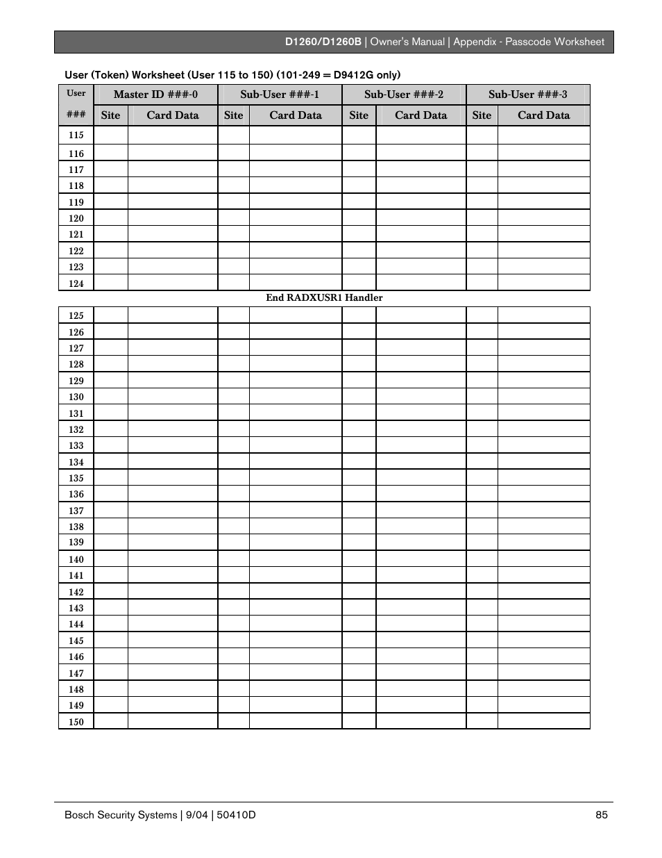 Bosch D1260 User Manual | Page 85 / 100