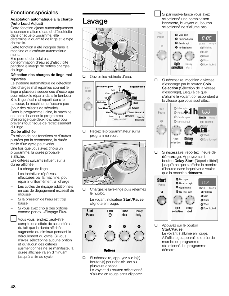 Lavage, Fonctions spéciales | Bosch WFMC5301UC User Manual | Page 48 / 88