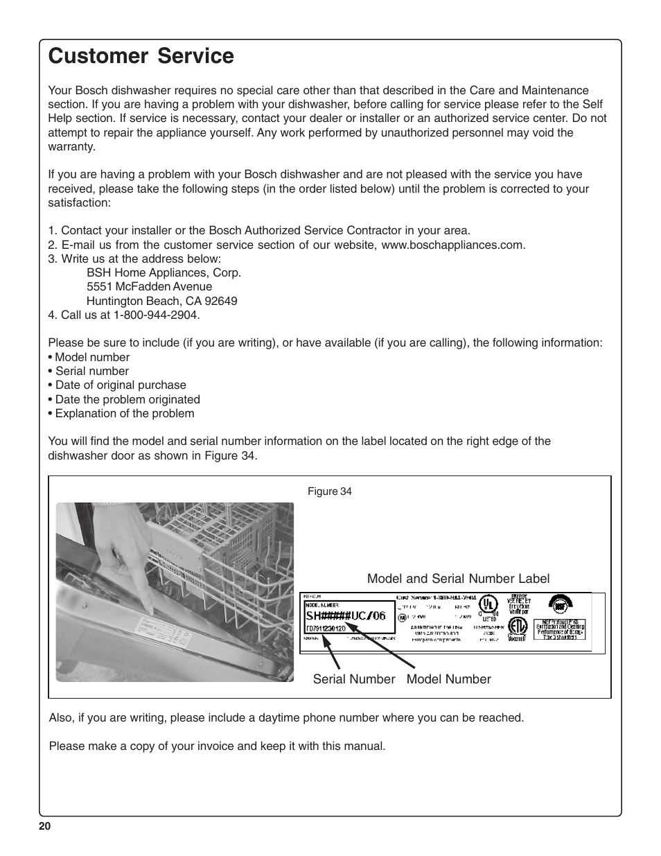 Customer service | Bosch SHE46C User Manual | Page 21 / 21