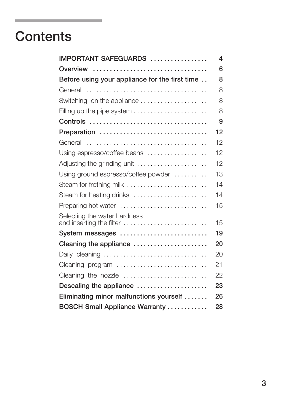 Bosch TCA 6001 UC User Manual | Page 3 / 91