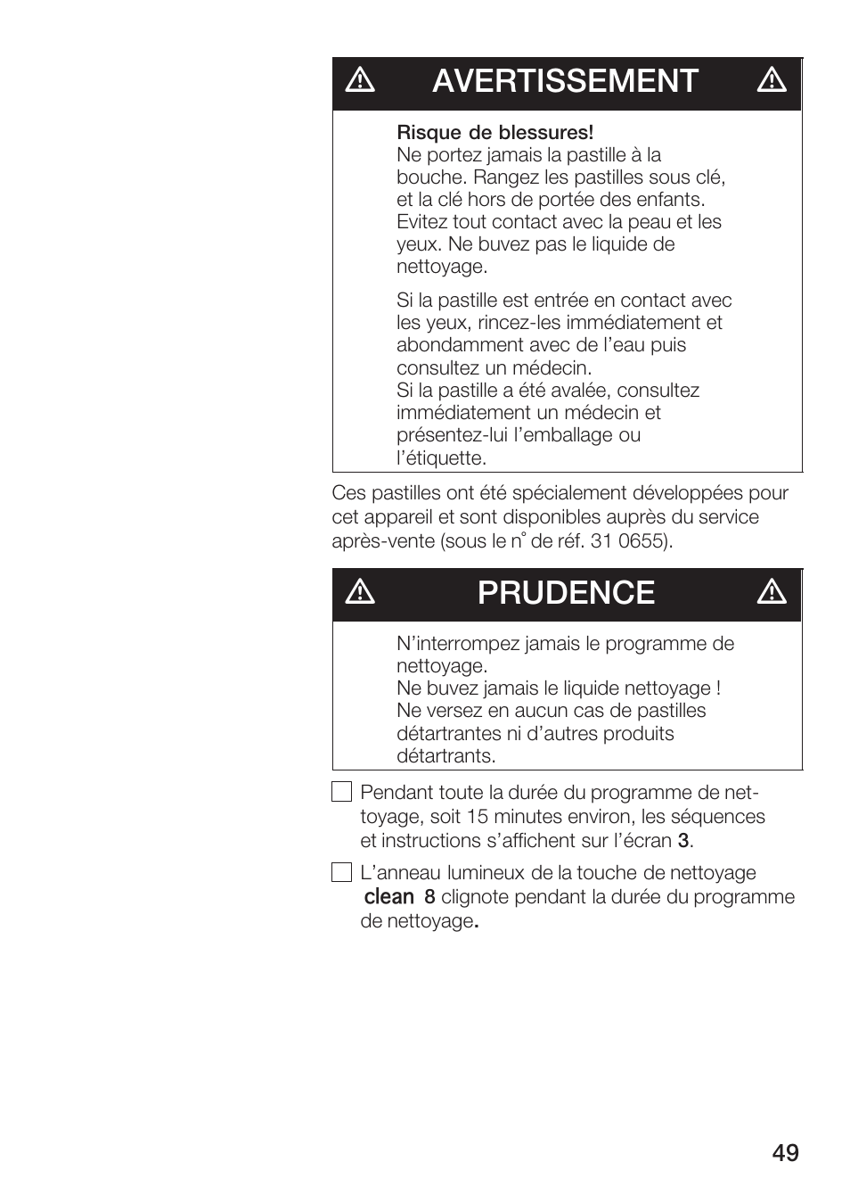 Davertissement d, Dprudence d | Bosch TCA 6001 UC User Manual | Page 49 / 91