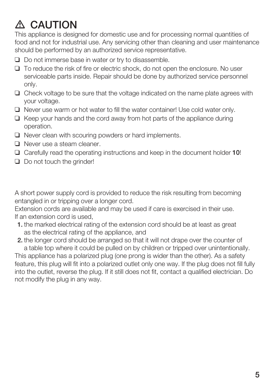 D caution | Bosch TCA 6001 UC User Manual | Page 5 / 91