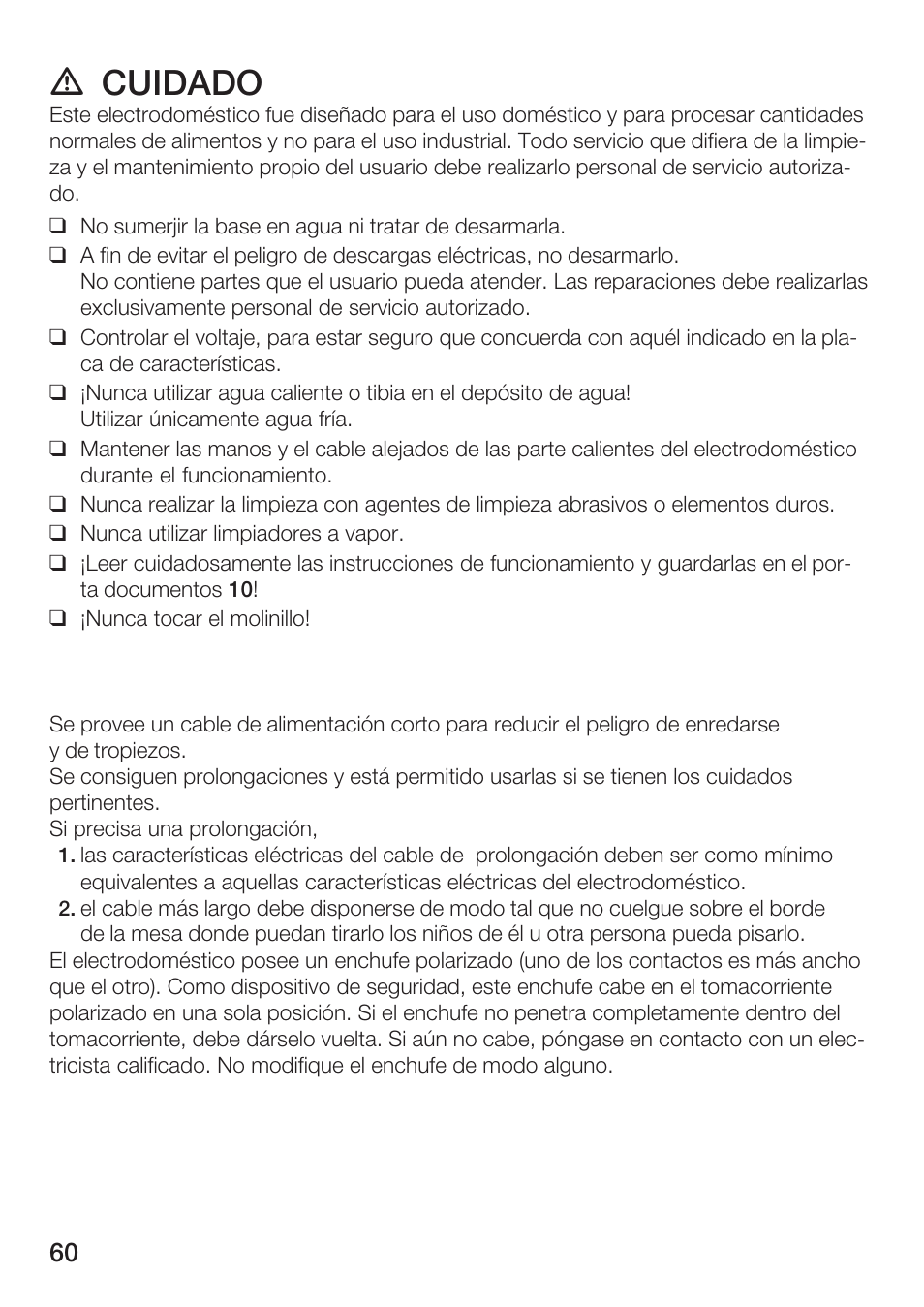 D cuidado | Bosch TCA 6001 UC User Manual | Page 60 / 91