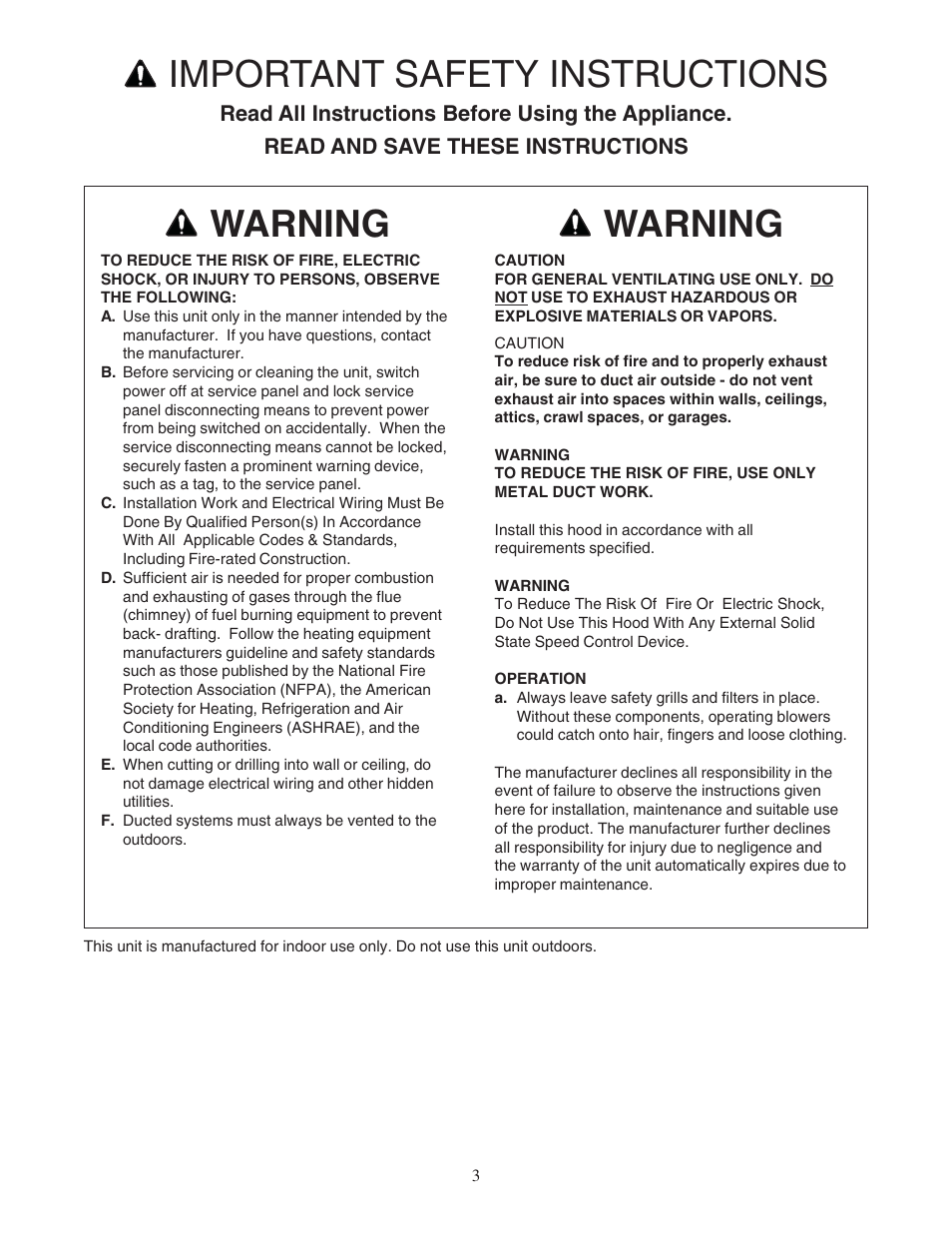 Important safety instructions, Warning | Bosch DPH36352UC User Manual | Page 3 / 32