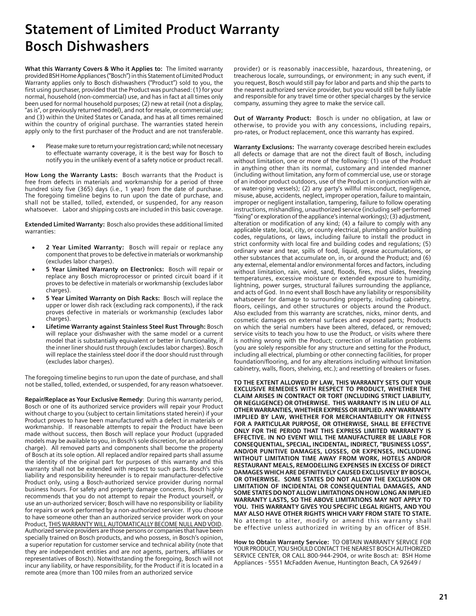 Bosch SHE4AM User Manual | Page 21 / 64