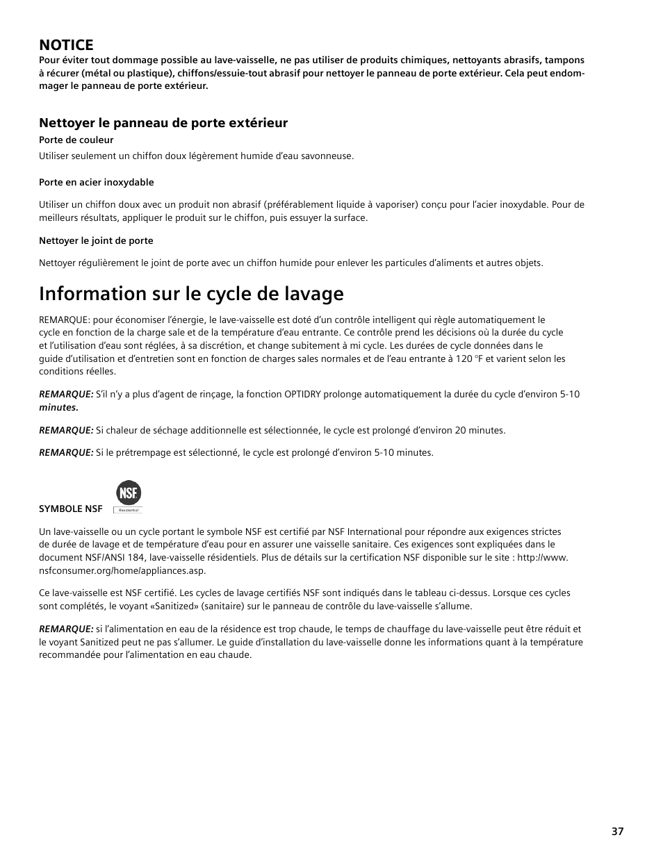 Information sur le cycle de lavage, Notice | Bosch SHE4AM User Manual | Page 37 / 64