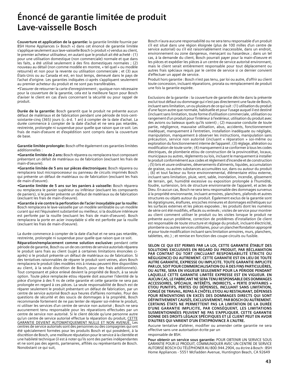 Bosch SHE4AM User Manual | Page 43 / 64