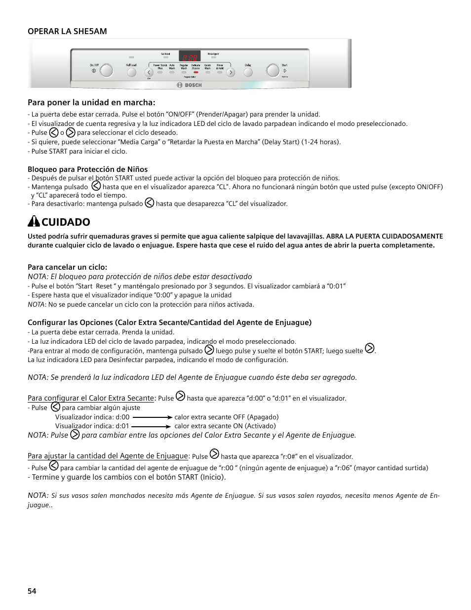 Cuidado | Bosch SHE4AM User Manual | Page 54 / 64