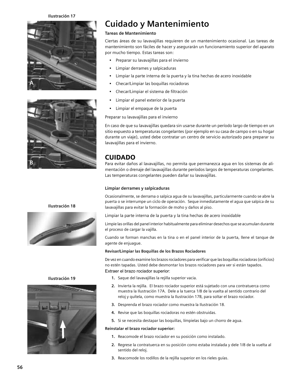 Cuidado y mantenimiento, Cuidado | Bosch SHE4AM User Manual | Page 56 / 64