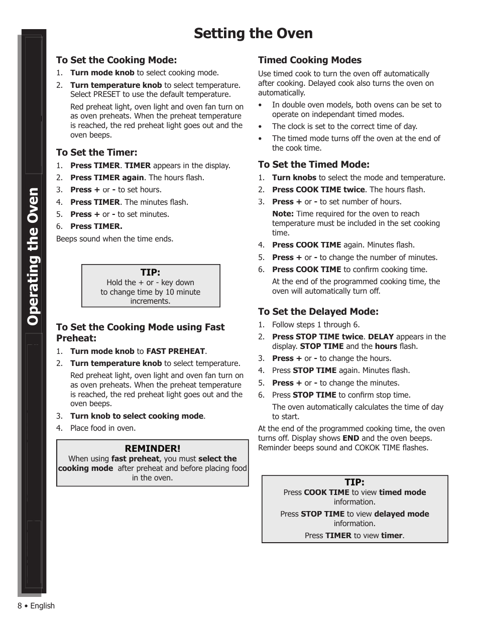 Setting the oven | Bosch WALL OVENS User Manual | Page 10 / 64