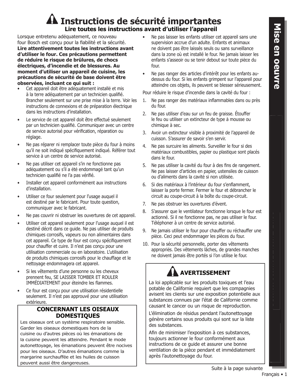 Instructions de sécurité importantes | Bosch WALL OVENS User Manual | Page 23 / 64