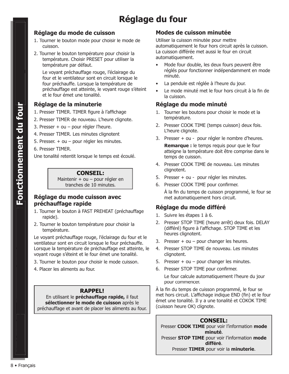 Réglage du four | Bosch WALL OVENS User Manual | Page 30 / 64