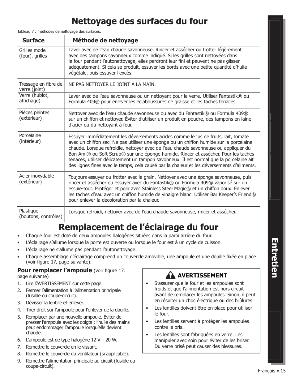 Remplacement de l’éclairage du four | Bosch WALL OVENS User Manual | Page 37 / 64