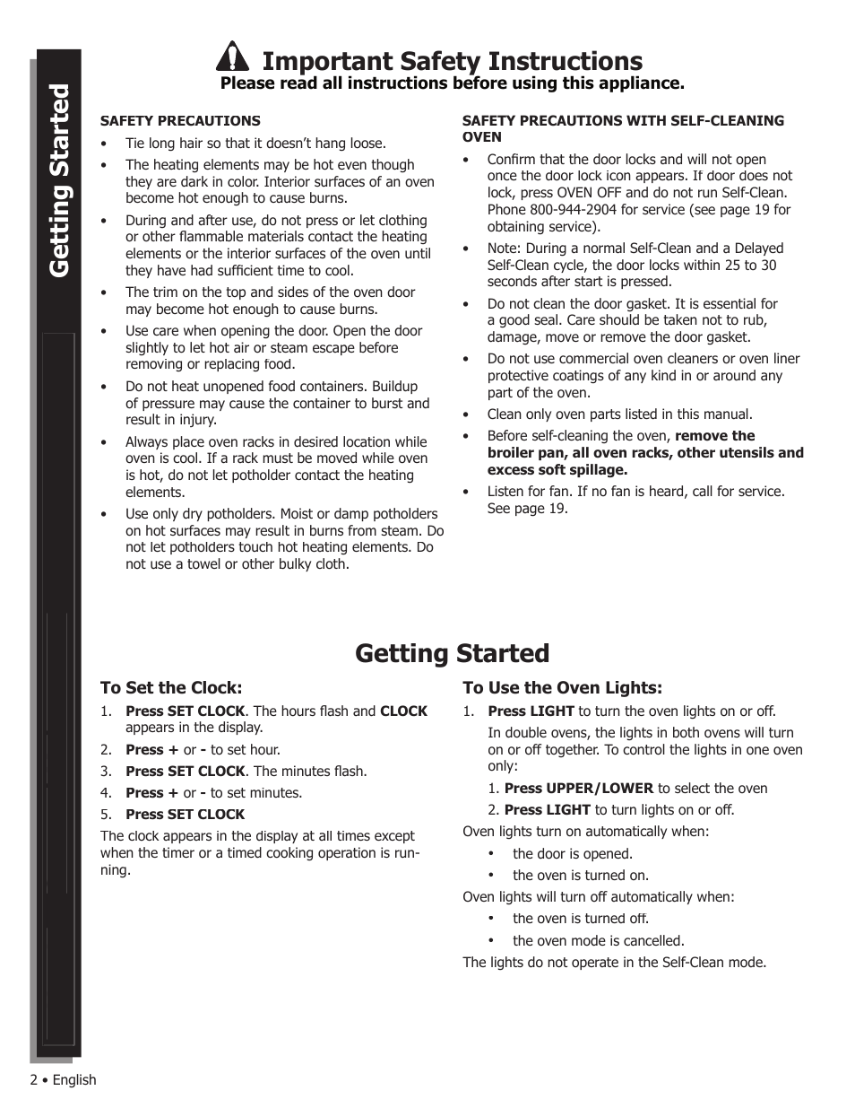 Important safety instructions, Getting started | Bosch WALL OVENS User Manual | Page 4 / 64