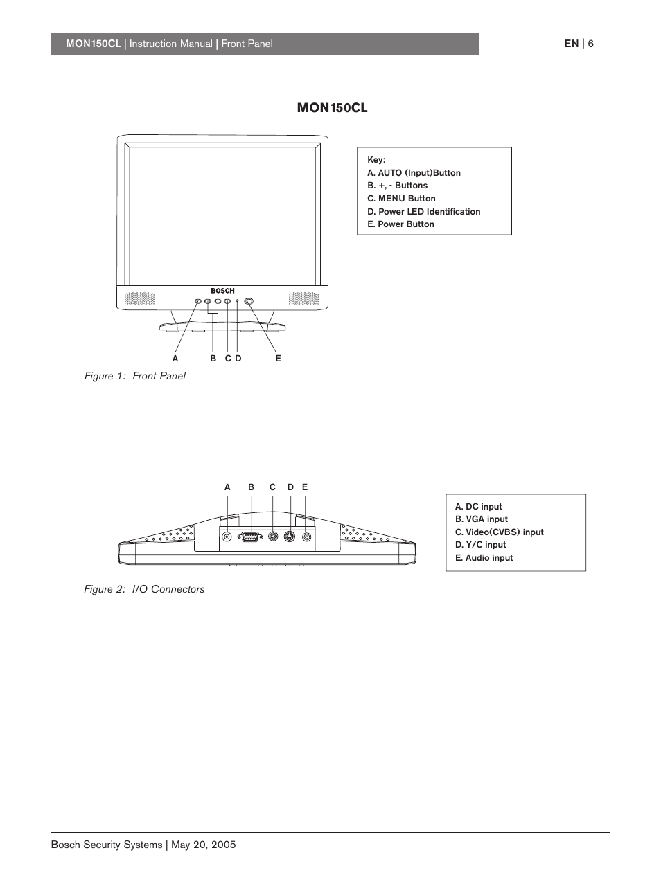 Mon150cl | Bosch MON150CL User Manual | Page 6 / 16