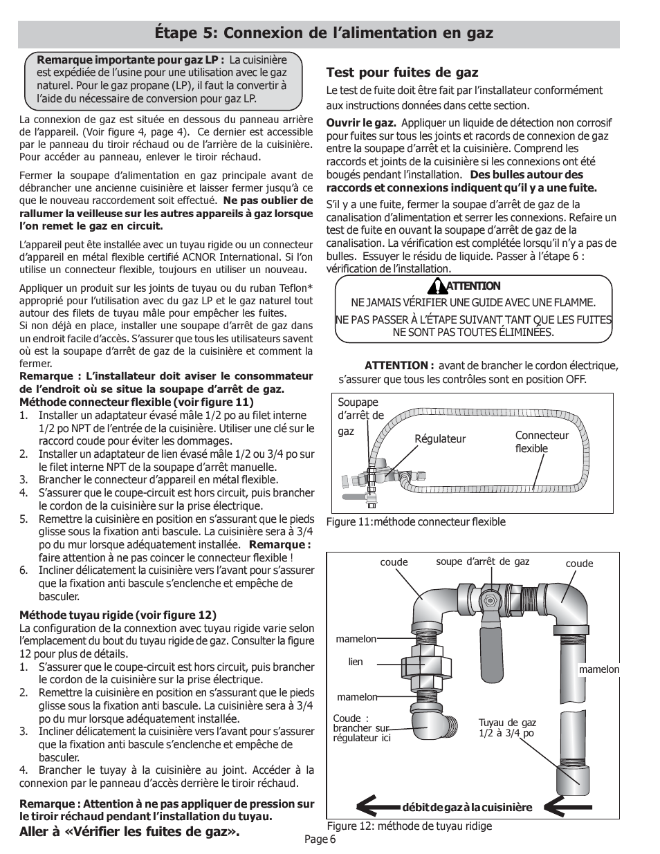 Étape 5: connexion de l’alimentation en gaz | Bosch HDS256U User Manual | Page 15 / 24