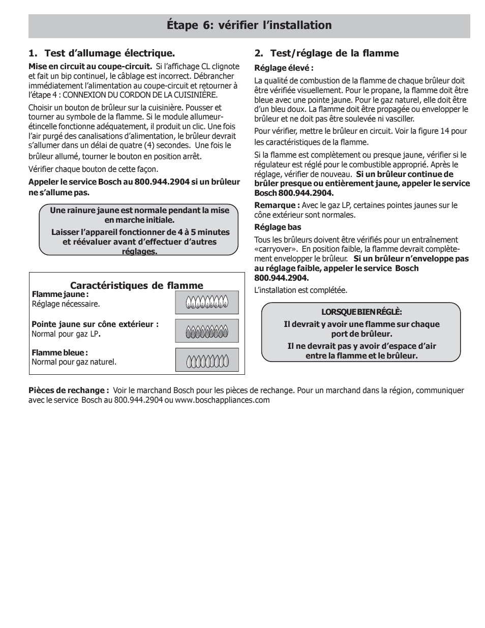 Étape 6: vérifier l’installation | Bosch HDS256U User Manual | Page 16 / 24
