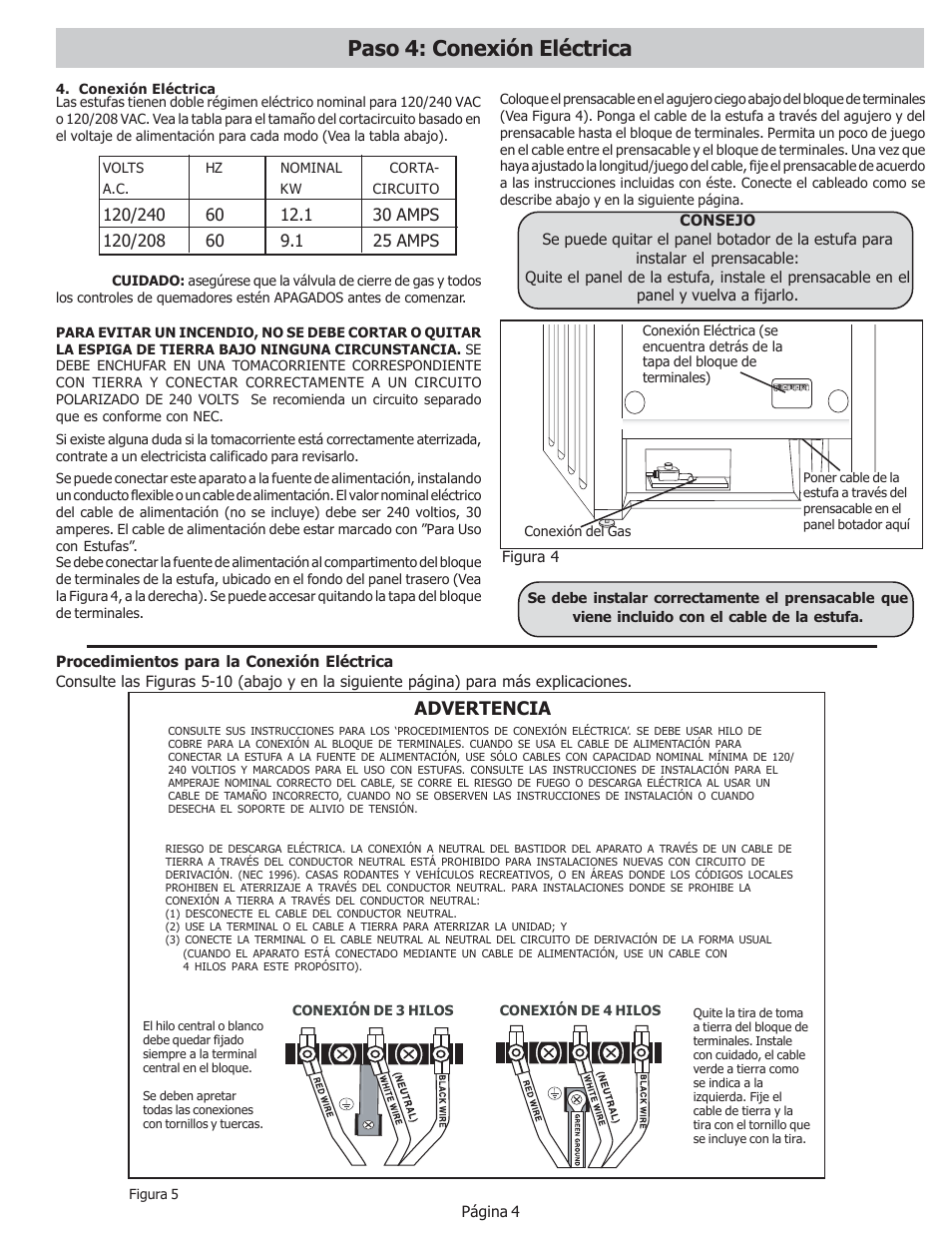 Paso 4: conexión eléctrica, Advertencia | Bosch HDS256U User Manual | Page 21 / 24
